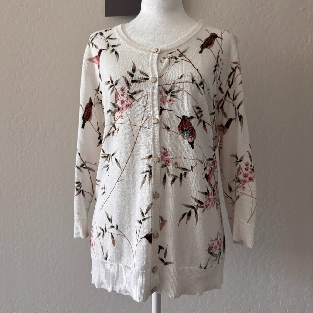 New York & Company Hummingbird Printed Cardigan